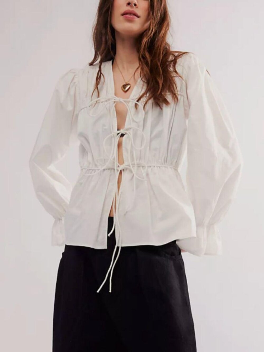 Free People x Nigel Preston Brenda Knight Cinched Duster Bed Jacket M White